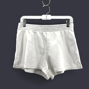 Aritzia TNA Airy Sweat Shorts Medium White Fleece Pull On Lounge Quiet Luxury